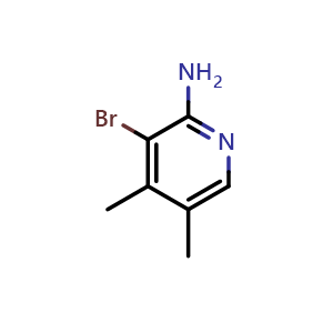 Chemical structure of 3-bromo-4,5-dimethylpyridin-2-amine , CAS 1823951-13-8, AChemBlock AD285443
