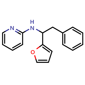 Chemical structure of N-(1-(furan-2-yl)-2-phenylethyl)pyridin-2-amine , CAS 1402148-76-8, AChemBlock AD285446