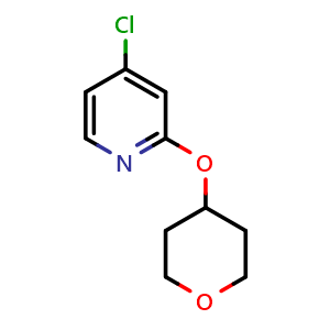 Chemical structure of 4-chloro-2-(tetrahydro-2H-pyran-4-yloxy)pyridine , CAS 1425335-08-5, AChemBlock AD285451