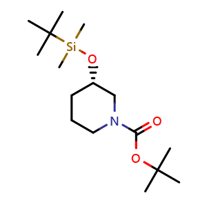 Chemical structure of tert-Butyl (S)-3-((tert-butyldimethylsilyl)oxy)piperidine-1-carboxylate , CAS 2315115-22-9, AChemBlock AD285463