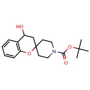 Chemical structure of tert-Butyl 4-hydroxyspiro[chroman-2,4'-piperidine]-1'-carboxylate , CAS 1024604-94-1, AChemBlock AD285465