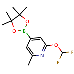 Chemical structure of 2-(difluoromethoxy)-6-methyl-4-(4,4,5,5-tetramethyl-1,3,2-dioxaborolan-2-yl)pyridine , CAS 1402238-41-8, AChemBlock AD285469