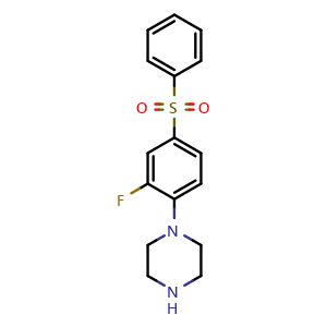 Chemical structure of 1-[(2-Fluoro-4-phenylsulfonyl)phenyl]piperazine , CAS 1000339-97-8, AChemBlock AD285471