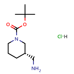 Chemical structure of (S)-tert-Butyl 3-(aminomethyl)piperidine-1-carboxylate hydrochloride , CAS 1217702-57-2, AChemBlock AD285478