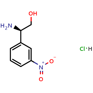 Chemical structure of (R)-2-Amino-2-(3-nitrophenyl)ethanol hydrochloride , CAS 2453297-12-4, AChemBlock AD285480