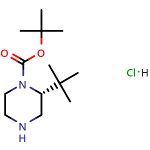 Chemical structure of (R)-1-Boc-2-(tert-butyl)piperazine hydrochloride , CAS 1381958-53-7, AChemBlock AD285482
