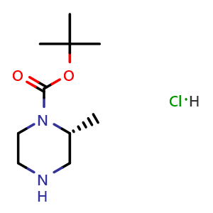 Chemical structure of (R)-tert-Butyl 2-methylpiperazine-1-carboxylate hydrochloride , CAS 1000853-53-1, AChemBlock AD285483