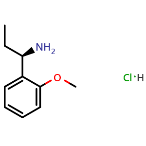 Chemical structure of (R)-1-(2-methoxyphenyl)propan-1-amine hydrochloride , CAS 2103395-82-8, AChemBlock AD285488
