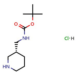 Chemical structure of (R)-tert-Butyl (piperidin-3-ylmethyl)carbamate hydrochloride , CAS 1217778-64-7, AChemBlock AD285490