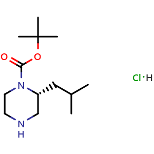 Chemical structure of (R)-1-Boc-2-isobutylpiperazine hydrochloride , CAS 1217482-29-5, AChemBlock AD285492