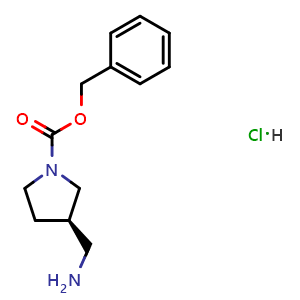 Chemical structure of (R)-Benzyl 3-(aminomethyl)pyrrolidine-1-carboxylate hydrochloride , CAS 1217726-65-2, AChemBlock AD285495