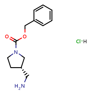 Chemical structure of (S)-Benzyl 3-(aminomethyl)pyrrolidine-1-carboxylate hydrochloride , CAS 1217619-19-6, AChemBlock AD285496