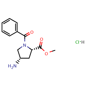 Chemical structure of methyl (2S,4S)-4-amino-1-benzoylpyrrolidine-2-carboxylate hydrochloride , CAS 1217476-22-6, AChemBlock AD285499