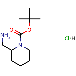 Chemical structure of tert-Butyl 2-(aminomethyl)piperidine-1-carboxylate hydrochloride , CAS 1159823-04-7, AChemBlock AD285500