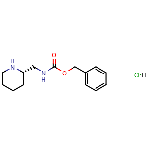 Chemical structure of (S)-Benzyl (piperidin-2-ylmethyl)carbamate hydrochloride , CAS 1217807-36-7, AChemBlock AD285504