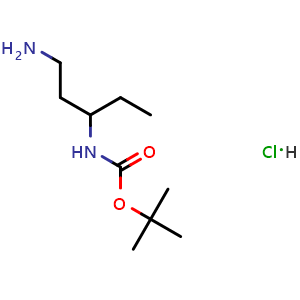 Chemical structure of tert-butyl (1-aminopentan-3-yl)carbamate hydrochloride , CAS 1983858-46-3, AChemBlock AD285508