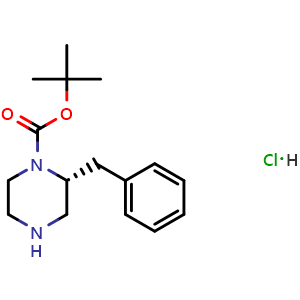 Chemical structure of (R)-tert-Butyl 2-benzylpiperazine-1-carboxylate hydrochloride , CAS 1217466-36-8, AChemBlock AD285511