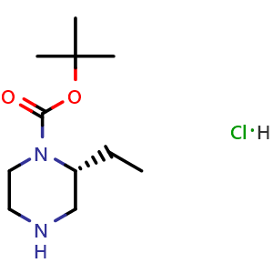 Chemical structure of (R)-tert-Butyl 2-ethylpiperazine-1-carboxylate hydrochloride , CAS 1217443-56-5, AChemBlock AD285512