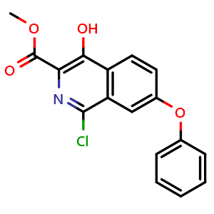 Chemical structure of Methyl 1-chloro-4-hydroxy-7-phenoxyisoquinoline-3-carboxylate , CAS 1421312-33-5, AChemBlock AD285522