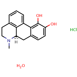 Chemical structure of (-)-Apomorphine hydrochloride hydrate , CAS 58117-94-5, AChemBlock AD285606