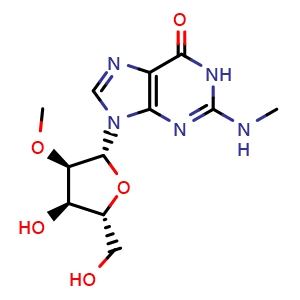 Chemical structure of 2'-O-Methyl-N2-methylguanosine , CAS 135023-21-1, AChemBlock AD285630