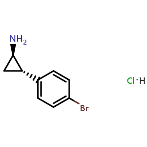 Chemical structure of trans-2-(4-bromophenyl)cyclopropanamine hydrochloride , CAS 26568-24-1, AChemBlock AD285640