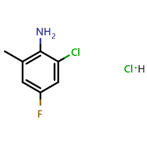 Chemical structure of 2-Chloro-4-fluoro-6-methylaniline hydrochloride , AChemBlock AD285654