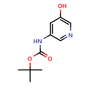 Chemical structure of tert-Butyl N-(5-hydroxypyridin-3-yl)carbamate , CAS 906745-11-7, AChemBlock AD285664