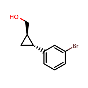 Chemical structure of rel-((1R,2R)-2-(3-bromophenyl)cyclopropyl)methanol , CAS 114095-65-7, AChemBlock AD285683