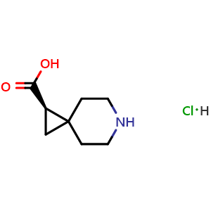 Chemical structure of (R)-6-Aza-spiro[2.5]octane-1-carboxylic acid hydrochloride , CAS 3053070-10-0, AChemBlock AD285688