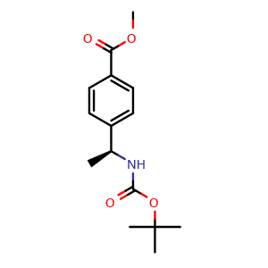 Chemical structure of (S)-Methyl 4-(1-((tert-butoxycarbonyl)amino)ethyl)benzoate , CAS 847728-90-9, AChemBlock AD285698