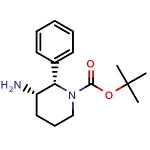 Chemical structure of (2S,3S)-tert-Butyl 3-amino-2-phenylpiperidine-1-carboxylate , CAS 187679-58-9, AChemBlock AD285699