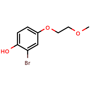 Chemical structure of 2-Bromo-4-(2-methoxy-ethoxy)-phenol , CAS 52076-14-9, AChemBlock AD285704