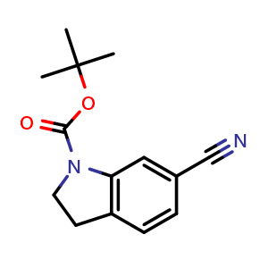 Chemical structure of tert-Butyl 6-cyanoindoline-1-carboxylate , CAS 959236-08-9, AChemBlock AD285705
