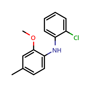 Chemical structure of 2-chloro-N-(2-methoxy-4-methylphenyl)benzenamine , CAS 1427472-16-9, AChemBlock AD285710