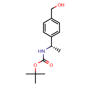 Chemical structure of (S)-tert-Butyl (1-(4-(hydroxymethyl)phenyl)ethyl)carbamate , CAS 1429181-26-9, AChemBlock AD285714