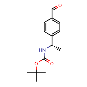 Chemical structure of (S)-tert-Butyl (1-(4-formylphenyl)ethyl)carbamate , CAS 1037252-32-6, AChemBlock AD285717