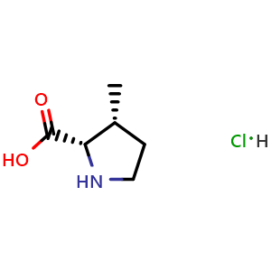 Chemical structure of (2S,3R)-3-Methylpyrrolidine-2-carboxylic acid hydrochloride , AChemBlock AD285718