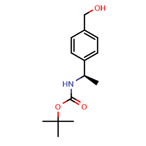 Chemical structure of (R)-tert-Butyl (1-(4-(hydroxymethyl)phenyl)ethyl)carbamate , CAS 1021491-26-8, AChemBlock AD285719