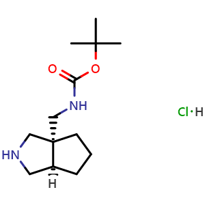 Chemical structure of tert-Butyl rel-(((3aR,6aR)-octahydrocyclopenta[c]pyrrol-3a-yl)methyl)carbamate hydrochloride , CAS 2488456-86-4, AChemBlock AD285721