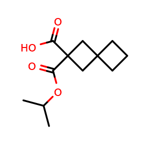 Chemical structure of 2-(isopropoxycarbonyl)spiro[3.3]heptane-2-carboxylic acid , AChemBlock AD285724