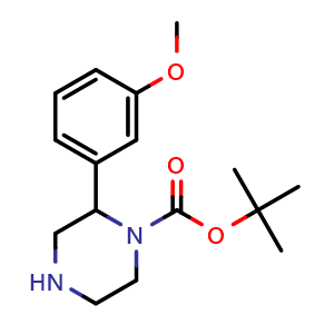 Chemical structure of tert-Butyl 2-(3-methoxyphenyl)piperazine-1-carboxylate , CAS 886768-13-4, AChemBlock AD285725