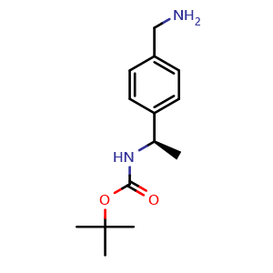 Chemical structure of (R)-tert-Butyl (1-(4-(aminomethyl)phenyl)ethyl)carbamate , CAS 2155840-68-7, AChemBlock AD285729