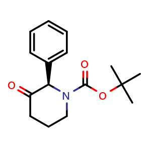 Chemical structure of (R)-N-tert-Butyloxycarbonyl-2-phenyl-piperidin-3-one , CAS 405517-45-5, AChemBlock AD285735