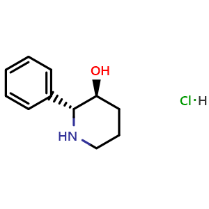 Chemical structure of (2R,3S)-2-phenylpiperidin-3-ol hydrochloride , AChemBlock AD285737