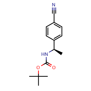 Chemical structure of (R)-tert-Butyl (1-(4-cyanophenyl)ethyl)carbamate , CAS 1149727-73-0, AChemBlock AD285740