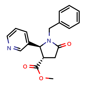 Chemical structure of trans-methyl 1-benzyl-5-oxo-2-(pyridin-3-yl)pyrrolidine-3-carboxylate , CAS 71718-90-6, AChemBlock AD285746