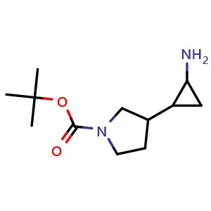 Chemical structure of tert-Butyl 3-(2-aminocyclopropyl)pyrrolidine-1-carboxylate , CAS 1785562-90-4, AChemBlock AD285748