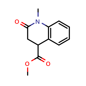 Chemical structure of Methyl 1-methyl-2-oxo-1,2,3,4-tetrahydroquinoline-4-carboxylate , CAS 859938-21-9, AChemBlock AD285752