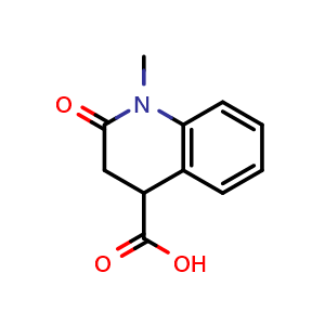 Chemical structure of 1-Methyl-2-oxo-1,2,3,4-tetrahydroquinoline-4-carboxylic acid , CAS 14271-45-5, AChemBlock AD285753